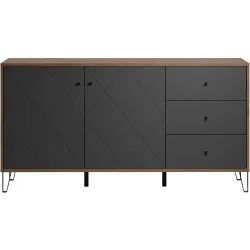Sideboard Foster Braun/Grau Holzwerkstoff 183 cm 76 cm - Farbe: Eiche/graphit - Sideboard