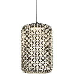 Pendellampe Eliana Schwarz/Weiss Kunststoff/Metall 45 cm 160 cm - Farbe: natur/schwarz - LED - Lichtfarbe: Extra warmweiss - Material: