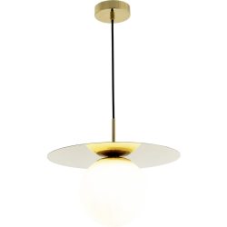 Pendellampe Jolin Gold/Weiss Glas/Metall 35 cm 120 cm - Material: Metall/Glas - Pendellampe