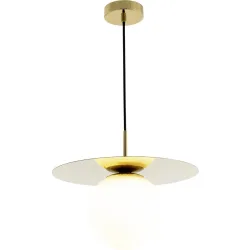 Pendellampe Jolin Gold/Weiss Glas/Metall 35 cm 120 cm - Material: Metall/Glas - Pendellampe