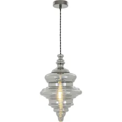 Pendellampe Mara Grau/Schwarz Glas/Metall 27 cm 150 cm - Farbe: schwarz/grau - Material: Metall/Glas - Pendellampe