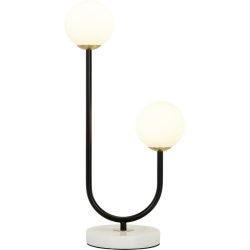 Tischlampe Nika Schwarz/Weiss Glas/Metall 24 cm 50 cm - Farbe: schwarz, weiss - Material: Metall/Glas - Tischlampe
