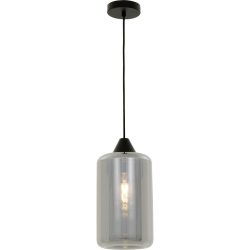 Pendellampe Vivien Grau/Schwarz Eisen/Glas 18.5 cm 130 cm - Farbe: schwarz/grau - Pendellampe
