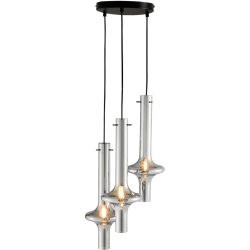 Pendellampe Aurelia Glas/Metall rauchgrau 3xE14 - Material: Metall/Glas - Pendellampe