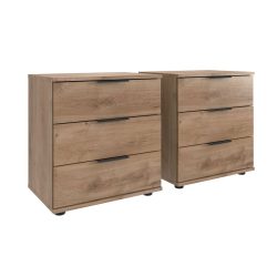 Nachttisch 2er-Set Metaa Braun Holzwerkstoff 104 cm - Farbe: Plankeneiche - Nachttisch 2er-Set