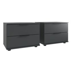 Nachttisch 2er-Set Metaa Grau Holzwerkstoff 104 cm - Farbe: graphit - Nachttisch 2er-Set