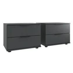 Nachttisch 2er-Set Metaa Grau Holzwerkstoff 104 cm - Farbe: graphit - Nachttisch 2er-Set