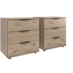 Nachttisch 2er-Set Metaa Braun Holzwerkstoff 104 cm - Farbe: Eiche Nachbildung - Nachttisch 2er-Set