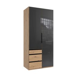 Kleiderschrank Sanko Braun Holz 100 cm 58 cm 216 cm - Farbe: Eiche Nachbildung - Material: Holzwerkstoff - Kleiderschrank
