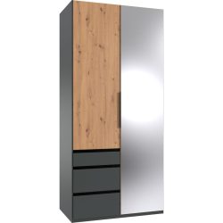 Kleiderschrank Sanko Grau Holz 100 cm 58 cm 216 cm - Farbe: graphit/Eiche Nachbildung - Material: Holzwerkstoff - Kleiderschrank