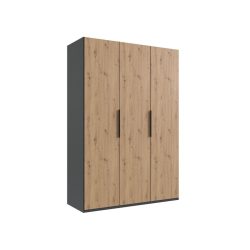 Kleiderschrank Sanko Grau Holz 150 cm 58 cm 216 cm - Farbe: graphit/Eiche Nachbildung - Material: Holzwerkstoff - Kleiderschrank
