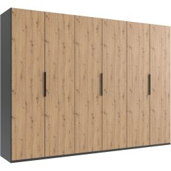 Kleiderschrank Sanko Grau Holz 300 cm 58 cm 216 cm - Farbe: graphit/Eiche Nachbildung - Material: Holzwerkstoff - Kleiderschrank
