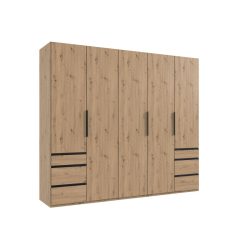 Kleiderschrank Sanko Braun Holz 250 cm 58 cm 216 cm - Farbe: Eiche Nachbildung - Material: Holzwerkstoff - Kleiderschrank