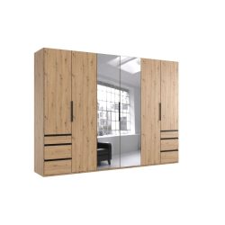 Kleiderschrank Sanko Braun Holz 300 cm 58 cm 216 cm - Farbe: Eiche Nachbildung - Material: Holzwerkstoff - Kleiderschrank