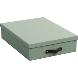 BIGSO BOX Aufbewahrungsbox Oskar L35xB26xH8.50cm soft teal - Material: Papier/Leder - Aufbewahrungsbox