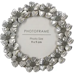 Bilderrahmen Natural & Feminine Glamour Silber 14 cm 13.5 cm - Material: Polyresin/Glas - Bilderrahmen