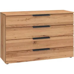 Kommode Holz Werk Braun/Schwarz Holz/Metall 120 cm 44 cm - Farbe: natur, schwarz - Material: Wildeiche, Metall - Kommode