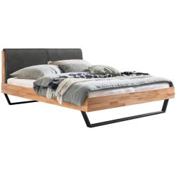 Hasena Bett Pollino Grau/Braun/Schwarz Holz 140 x 200 cm - Farbe: Dunkelgrau, Natur, Schwarz - Material: Kernbuche - Bett