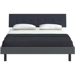 Modular Bett Livorno Grau/Schwarz MDF/Stoff/Metall 160 x 200 cm - Farbe: Dunkelgrau, Schwarz - Material: MDF, Stoff, Metall - Bett