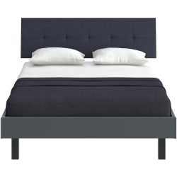 Modular Bett Livorno Grau/Schwarz MDF/Stoff/Metall 90 x 200 cm - Farbe: Dunkelgrau, Schwarz - Material: MDF, Stoff, Metall - Bett