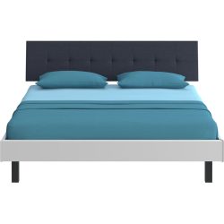 Modular Bett Livorno Weiss/Schwarz MDF/Stoff/Metall 180 x 200 cm - Farbe: weiss, schwarz - Material: MDF, Stoff, Metall - Bett