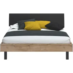 Modular Bett Livorno Braun/Schwarz MDF/Kunstleder/Metall 160 x 200 cm - Farbe: natur, schwarz - Material: MDF, Kunstleder, Metall - Bett