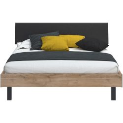 Modular Bett Livorno Braun/Schwarz MDF/Kunstleder/Metall 140 x 200 cm - Farbe: natur, schwarz - Material: MDF, Kunstleder, Metall - Bett