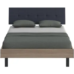 Modular Bett Livorno Braun/Schwarz MDF/Stoff/Metall 140 x 200 cm - Farbe: natur, schwarz - Material: MDF, Stoff, Metall - Bett