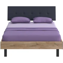 Modular Bett Livorno Braun/Schwarz MDF/Stoff/Metall 90 x 200 cm - Farbe: natur, schwarz - Material: MDF, Stoff, Metall - Bett
