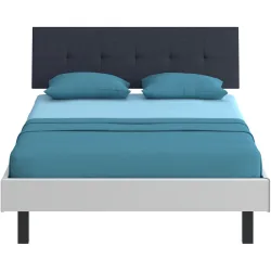 Modular Bett Livorno Weiss/Schwarz MDF/Stoff/Metall 140 x 200 cm - Farbe: weiss, schwarz - Material: MDF, Stoff, Metall - Bett