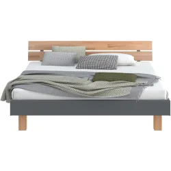 Modular Bett Livorno Braun/Grau MDF/Holz 160 x 200 cm - Farbe: Natur, Dunkelgrau - Material: MDF, Buche - Bett