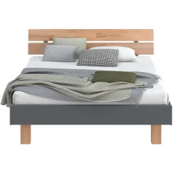 Modular Bett Livorno Braun/Grau MDF/Holz 90 x 200 cm - Farbe: Natur, Dunkelgrau - Material: MDF, Buche - Bett