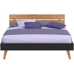 Modular Bett Livorno Braun/Schwarz MDF/Holz 160 x 200 cm - Farbe: natur, schwarz - Material: MDF, Wildeiche - Bett