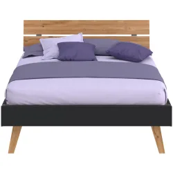 Modular Bett Livorno Braun/Schwarz MDF/Holz 140 x 200 cm - Farbe: natur, schwarz - Material: MDF, Wildeiche - Bett