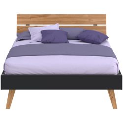 Modular Bett Livorno Braun/Schwarz MDF/Holz 90 x 200 cm - Farbe: natur, schwarz - Material: MDF, Wildeiche - Bett