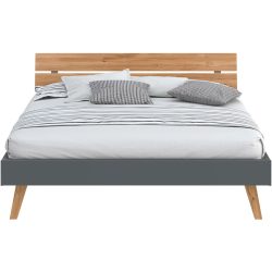 Modular Bett Livorno Braun/Grau MDF/Holz 180 x 200 cm - Farbe: Natur, Dunkelgrau - Material: MDF, Wildeiche - Bett
