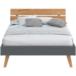 Modular Bett Livorno Braun/Grau MDF/Holz 140 x 200 cm - Farbe: Natur, Dunkelgrau - Material: MDF, Wildeiche - Bett