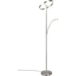 Stehlampe Darius Silber Metall 40 cm 180 cm - Farbe: Nickel matt - LED - Lichtfarbe: Extra warmweiss - Helles Neutralweiss - Stehlampe- LED