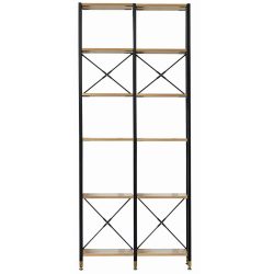 Regal Tim Braun/Schwarz MDF/Metall 87.5 cm 210 cm - Farbe: natur, schwarz - Material: MDF, Metall - Regal
