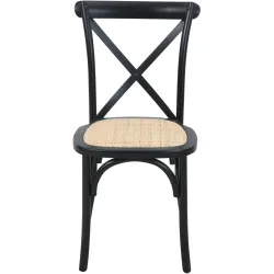 Stuhl 2er-Set Kenas Schwarz/Beige Holz/Rattan 48 cm Stapelbar - Farbe: natur - Material: Hevea, Rattan - Stuhl 2er-Set