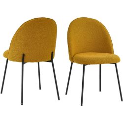Stuhl 2er-Set Aloha Gelb Metall/Polyester 49.5 cm - Farbe: senfgelb - Material: Metall, Bouclé Optik - Stuhl 2er-Set