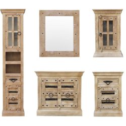 Badmöbel-Set Daipur Holz 272 cm 41 cm 188 cm - Farbe: natur - Badmöbel-Set
