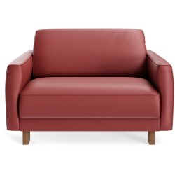 Sessel Avena Rot Leder/Holz 117 cm 96 cm - Farbe: dunkelrot - Material: Leder, Walnuss - Möbel Konfigurator: Traummöbel individuell zusammenstellen -