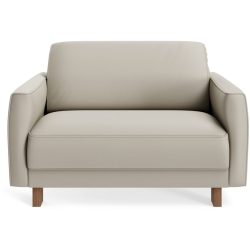 Sessel Avena Grau Leder/Holz 117 cm 96 cm - Material: Leder, Walnuss - Möbel Konfigurator: Traummöbel individuell zusammenstellen - Sessel