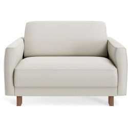 Sessel Avena Weiss Leder/Holz 117 cm 96 cm - Farbe: white - Material: Leder, Walnuss - Möbel Konfigurator: Traummöbel individuell zusammenstellen -