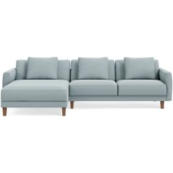 Ecksofa Avena Blau Holz/Stoff 278 cm 163 cm - Farbe: Aqua - Material: Stoff/Holzfuss walnuss - Möbel Konfigurator: Traummöbel individuell