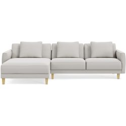 Ecksofa Avena Weiss Holz/Stoff 278 cm 163 cm - Farbe: white - Material: Stoff/Holzfuss Eiche - Möbel Konfigurator: Traummöbel individuell
