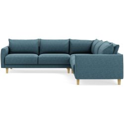Ecksofa Avena Cyan Holz/Stoff 264 cm 264 cm - Farbe: petrol - Material: Stoff/Holzfuss Eiche - Möbel Konfigurator: Traummöbel individuell
