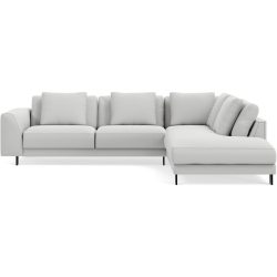 Ecksofa Avena Weiss Metall/Stoff 283 cm 233 cm - Farbe: snow white - Material: Stoff/Metallfuss schwarz - Möbel Konfigurator: Traummöbel individuell