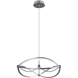 Pendellampe Caro Grau Metall 150 cm - Farbe: Nickel matt - LED - Lichtfarbe: Warmweiss - Pendellampe- LED Energiesparlampe